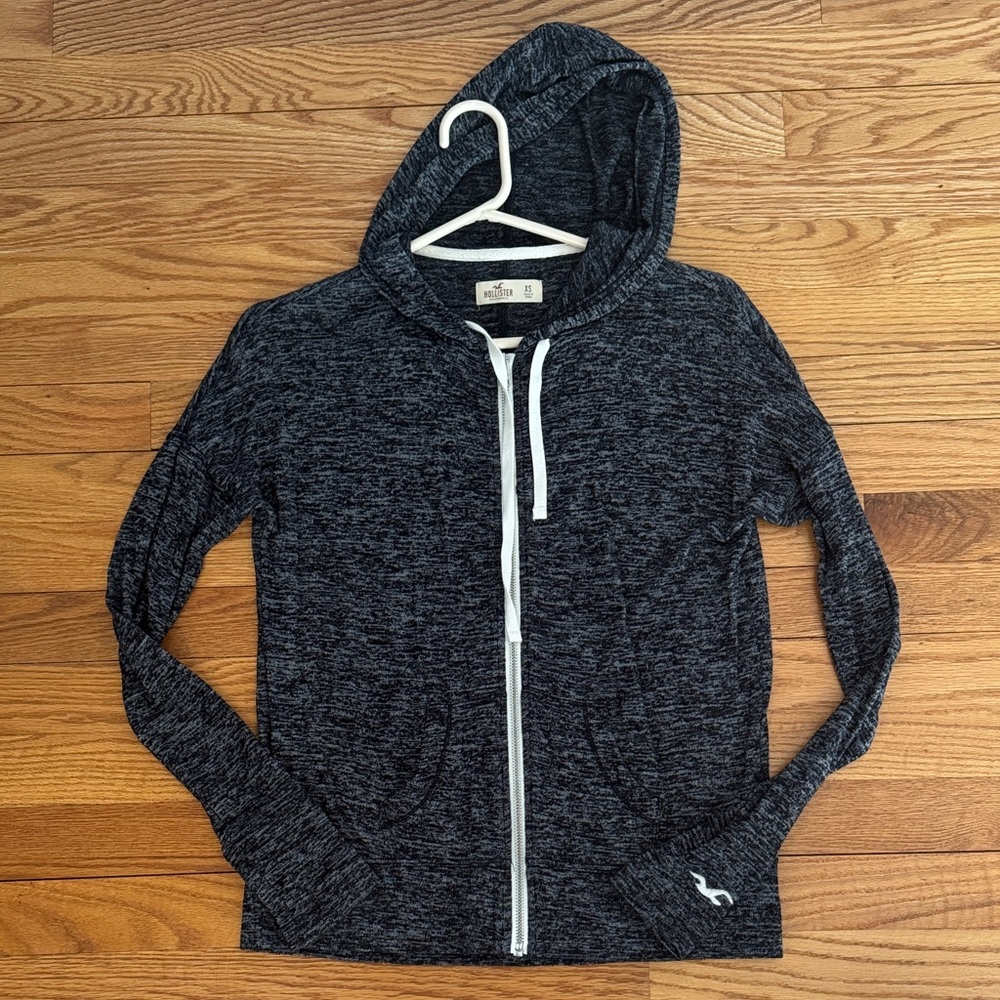 Hollister Charcoal Marled Zip-Up Hoodie women’s XS